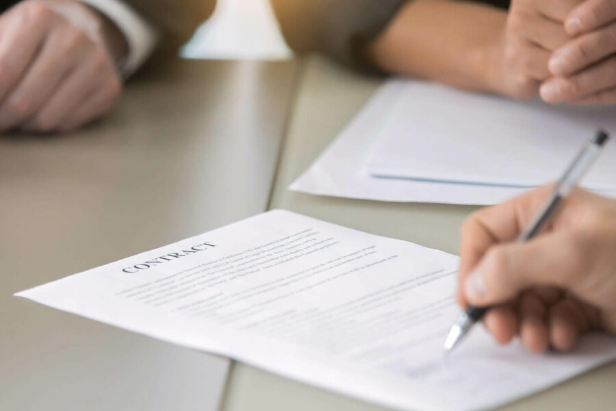 signing on papers and files