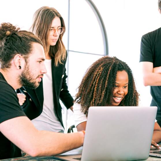 happy users in office