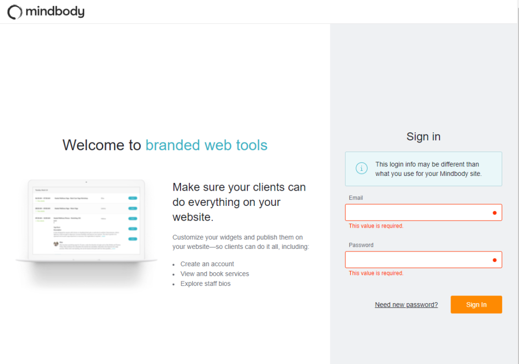 MindBody Branded Web Integration Tools