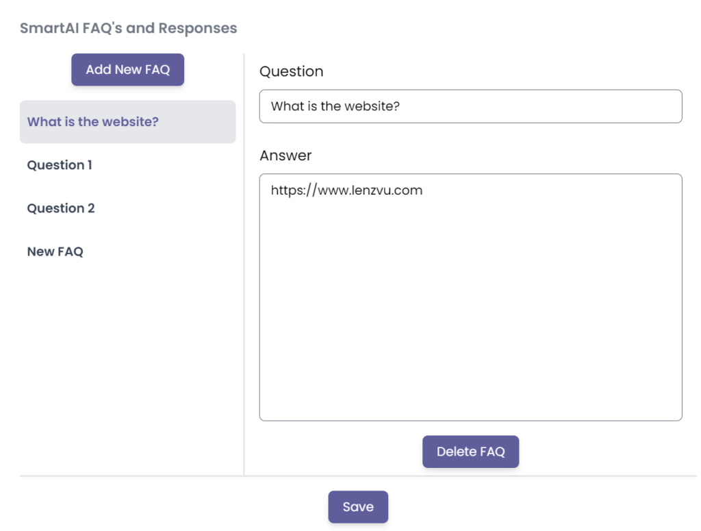 SmartAI chatbot Responses